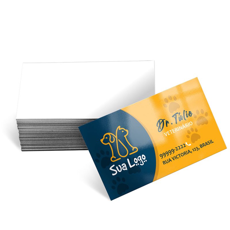 Cartão de Visita 4x0 cores - 250 Gramas - Verniz UV Total Frente