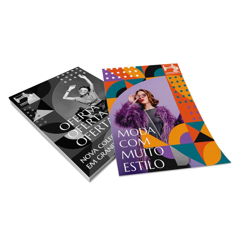 Panfletos, Flyers e Folhetos 4x1 cores - 90 Gramas - Sem Verniz - 10x14cm
