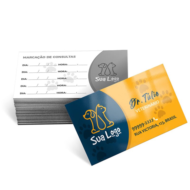 Cartão de Visita 4x1 cores - 250 Gramas - Verniz UV Total Frente