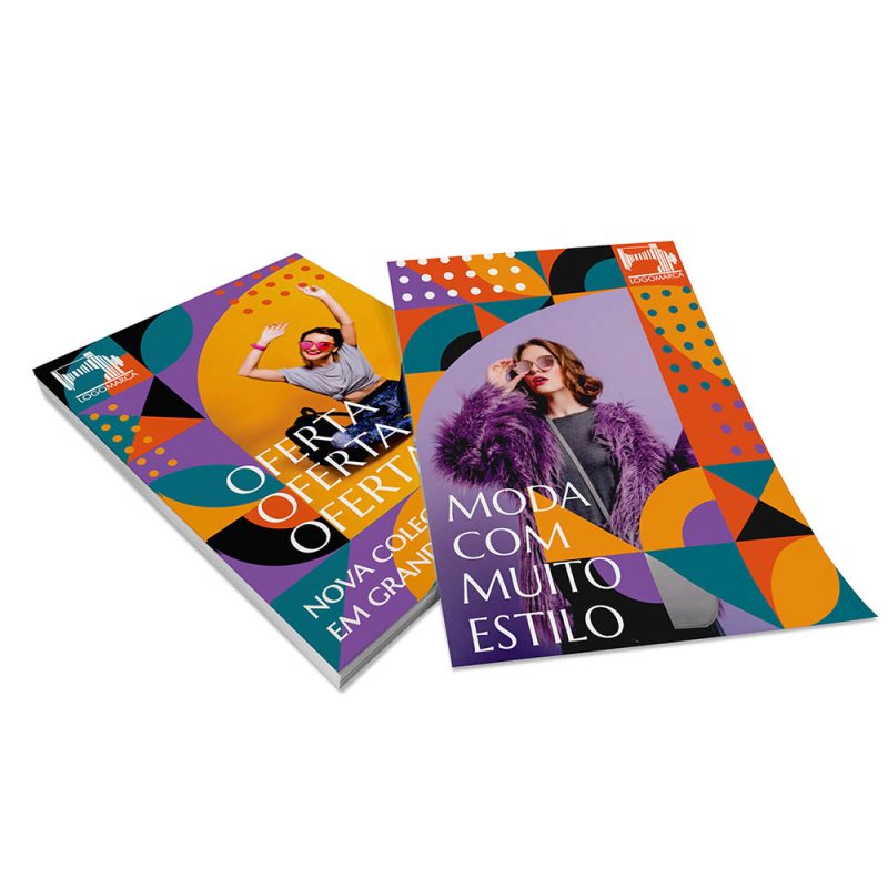 Panfletos, Flyers e Folhetos 4x4 cores - 90 Gramas - Sem Verniz - 10x14cm