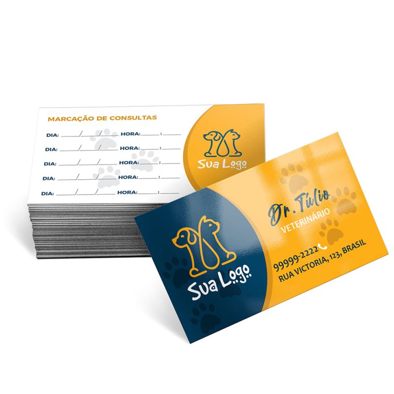 Cartão de Visita 4x4 cores - 250 Gramas - Verniz UV Total Frente